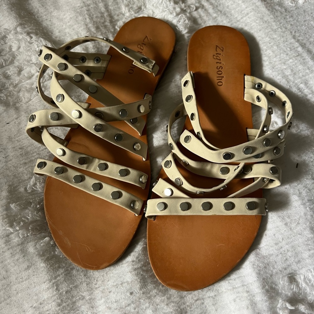 Zigi Soho Cream and Brown Gladiator Sandals